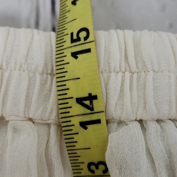 Amanda Smith Flowy Semi Sheer Crinkly Rayon Flowy Pants Ivory L With Tags - Picture 11 of 16